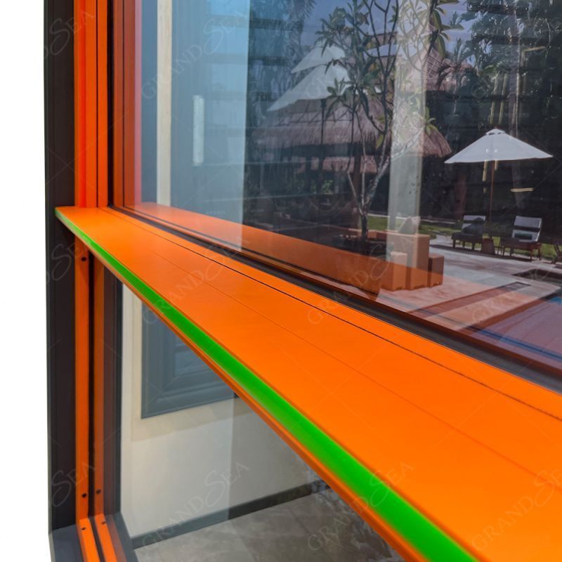 China Tempered Glass Vertical Sliding Thermal-Break Aluminum wood Color Windows Single Or Double Hung Window