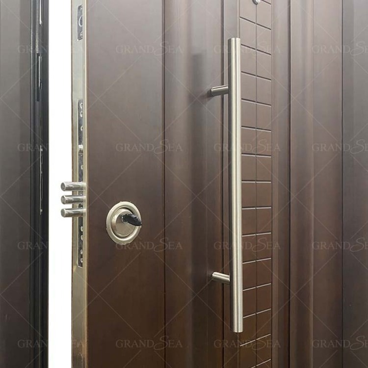 Turkey style security steel wood armored door with multi design lock and handle material