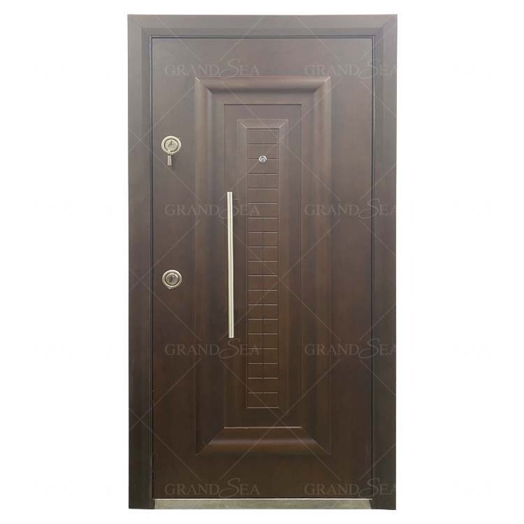 Turkey style security steel wood armored door with multi design lock and handle material