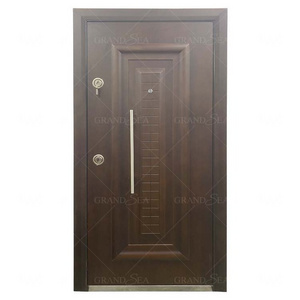 Turkey style security steel wood armored door with multi design lock and handle material