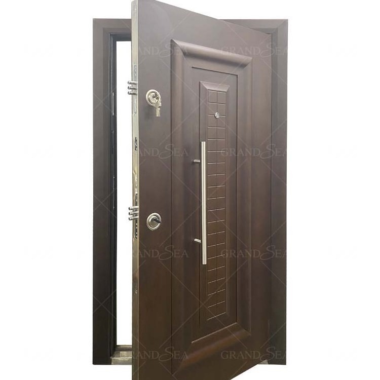 Turkey style security steel wood armored door with multi design lock and handle material