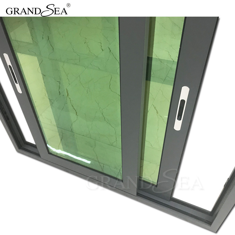 Grey color aluminum material office sliding glass window