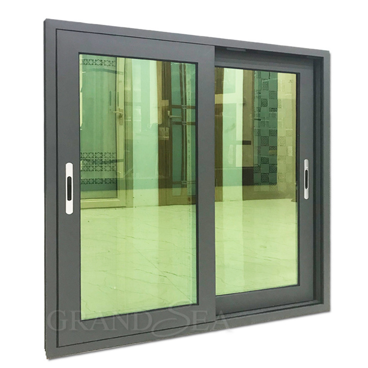 Grey color aluminum material office sliding glass window