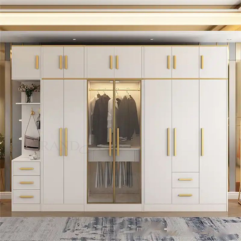 Chinese Manufacturers Supply Modern Durable Combination Golden Border Wardrobes For Hotel