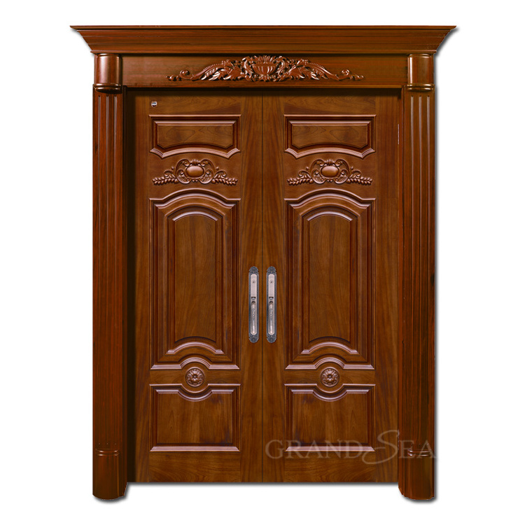 UK standard fire rated exterior solid wood double leaf door design