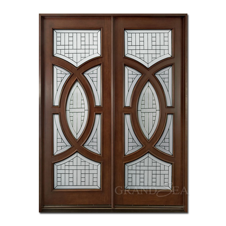 UK standard fire rated exterior solid wood double leaf door design