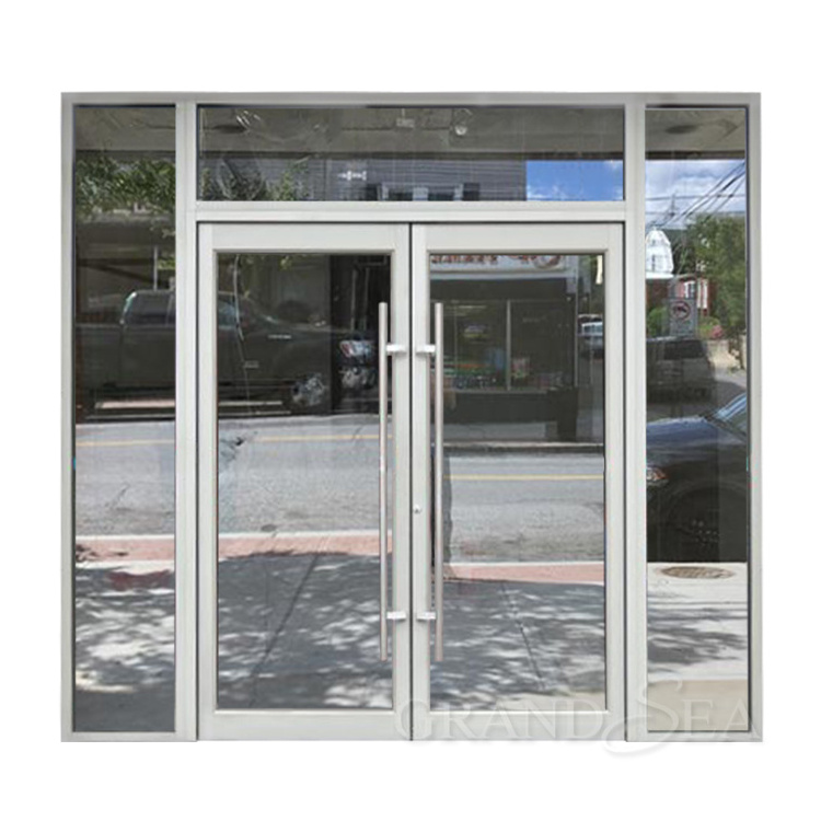 Security unbreakable solid used commercial aluminum glass swing doors