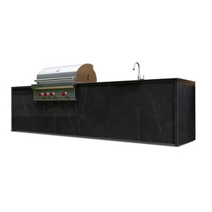 Black Outdoor Grill Kitchen BBQ Island Outdoor Kitchen With Fridge Stainless Steel Grill Outdoor Kitchen Cabinet