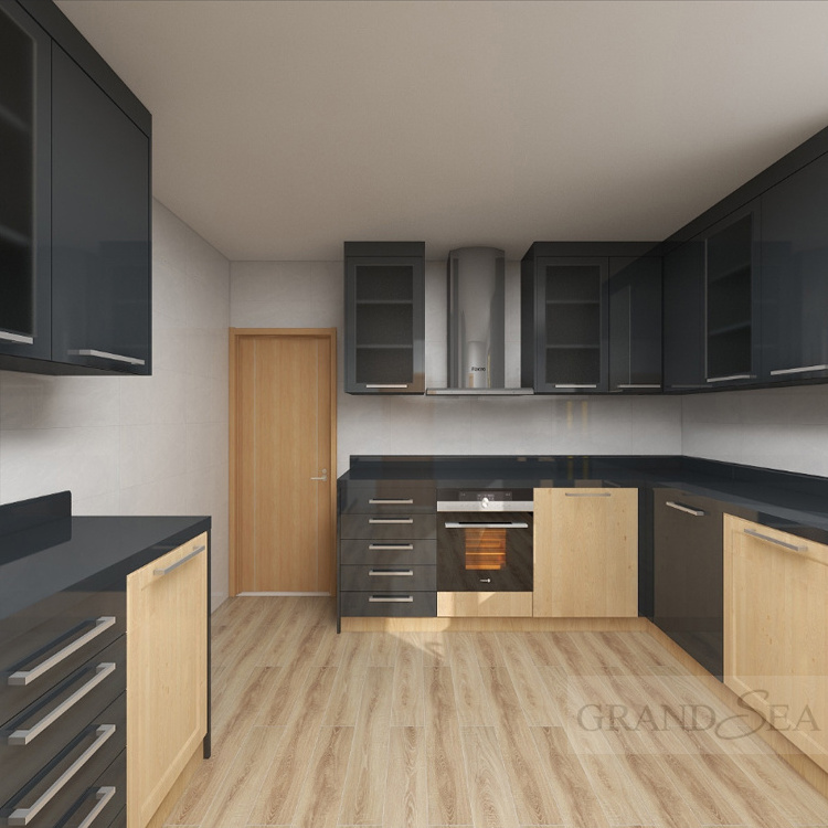 Sell like hot cakes finished prefabricated kitchen cabinets modular solid wood kitchen cabinets made in china