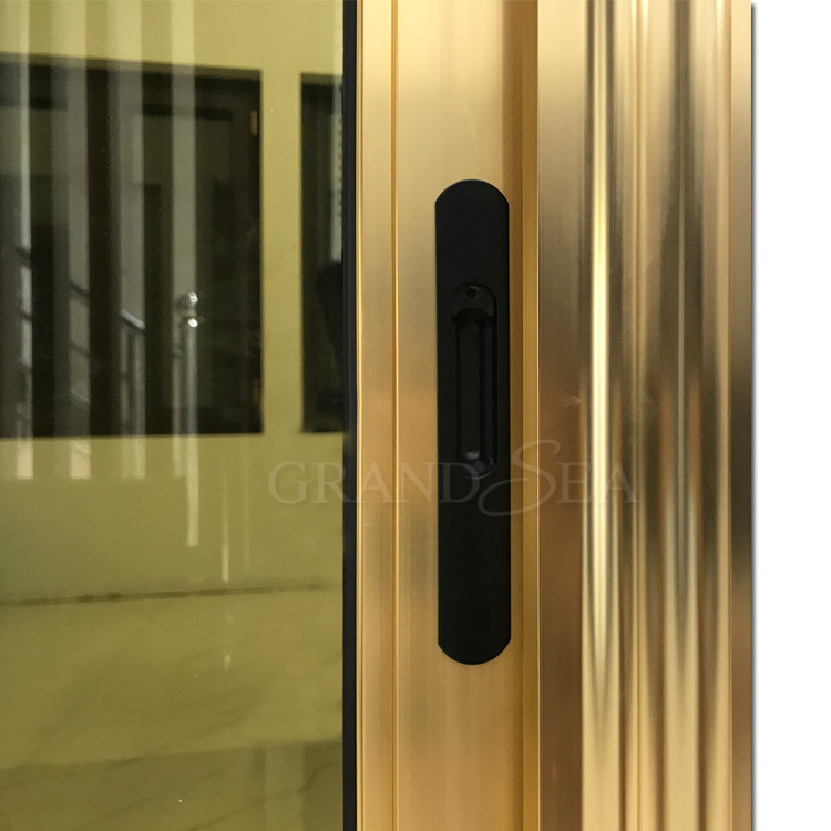 Hot sale gold color aluminum sliding tinted double glass thermally broken windows