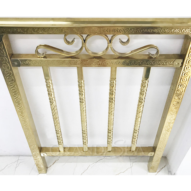 Luxury style golden color balcony balustrade stairs railing stainless steel handrail