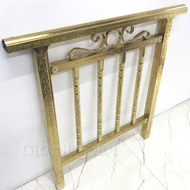 Luxury style golden color balcony balustrade stairs railing stainless steel handrail