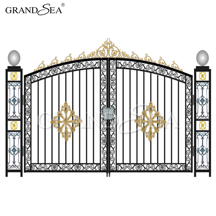 Hot sale high quality swing door opener wrought Iron main gate designs