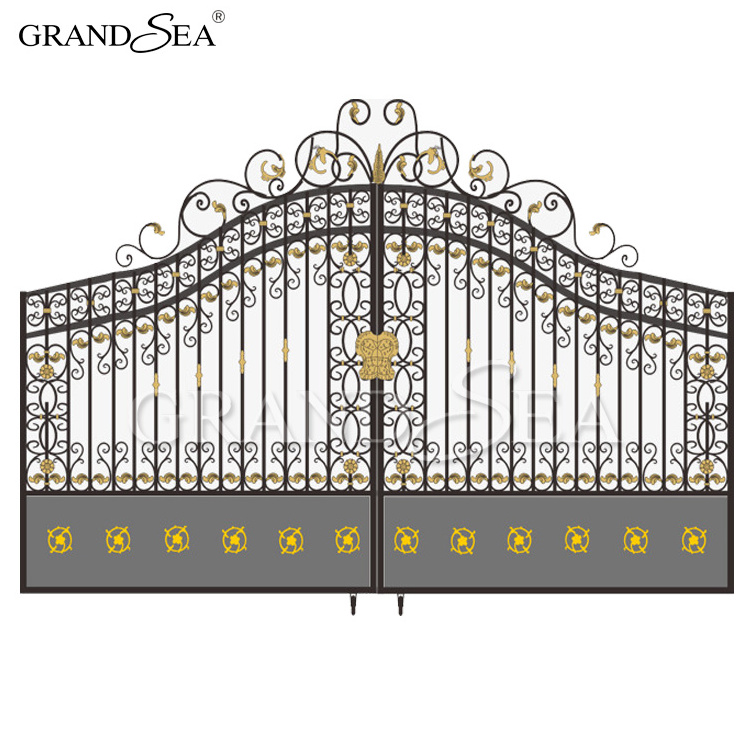 Hot sale high quality swing door opener wrought Iron main gate designs