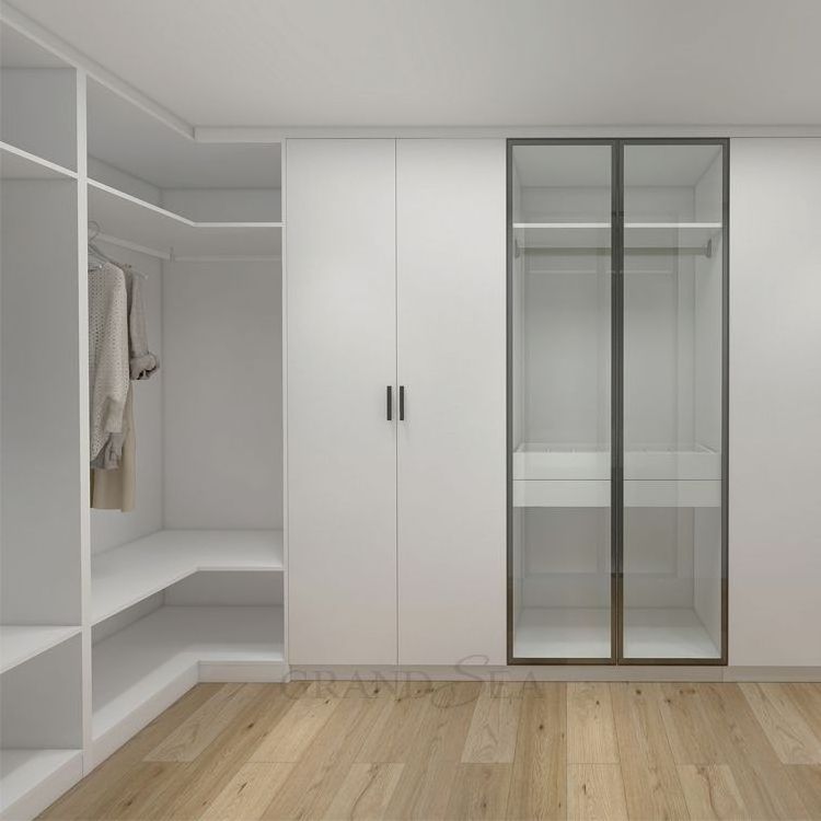 Glass simple open wardrobe designs l shape walk in closet organizer ready house for assembly walk in wardrobe outside