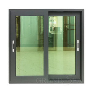 Grey color aluminum material office sliding glass window