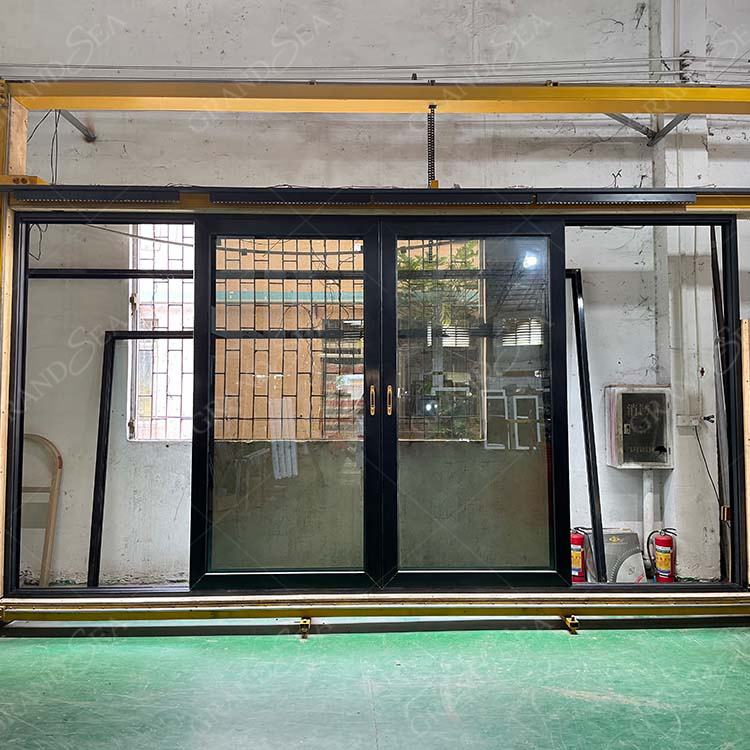 Foshan factory  Hurricane Proof aluminium double tempered glass sliding doors high quality energy efficient sliding door