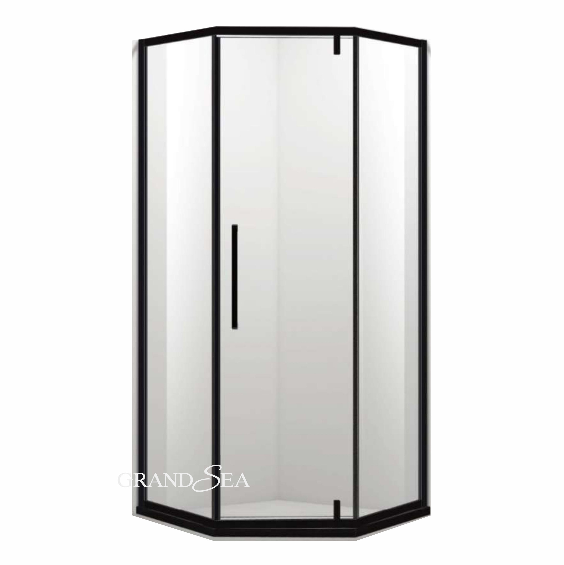 Folding clear glass satin black hardware bath shower room bathroom shower doors