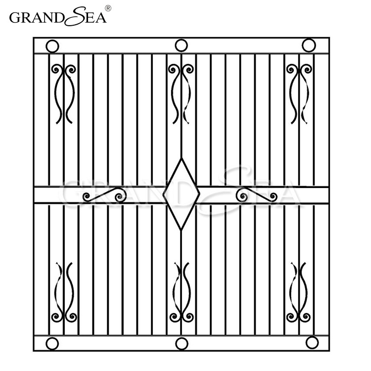 Specialty fancy decorative wrought iron window grill design for safety