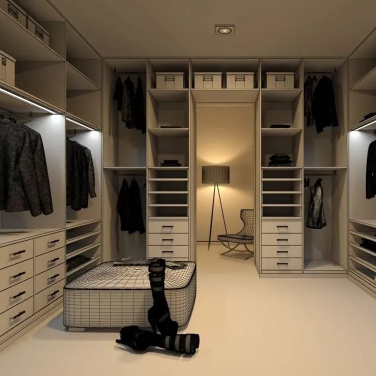 Best selling in 2024 modern bedroom wardrobe design l shape wooden wardrobe 5 door walk in wardrobe system