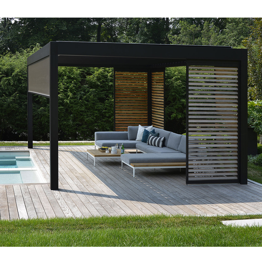 Waterproof Pergola Leisure Garden Motorized Louvered Roof Aluminium Outdoor Bioclimatic Pergola Aluminum