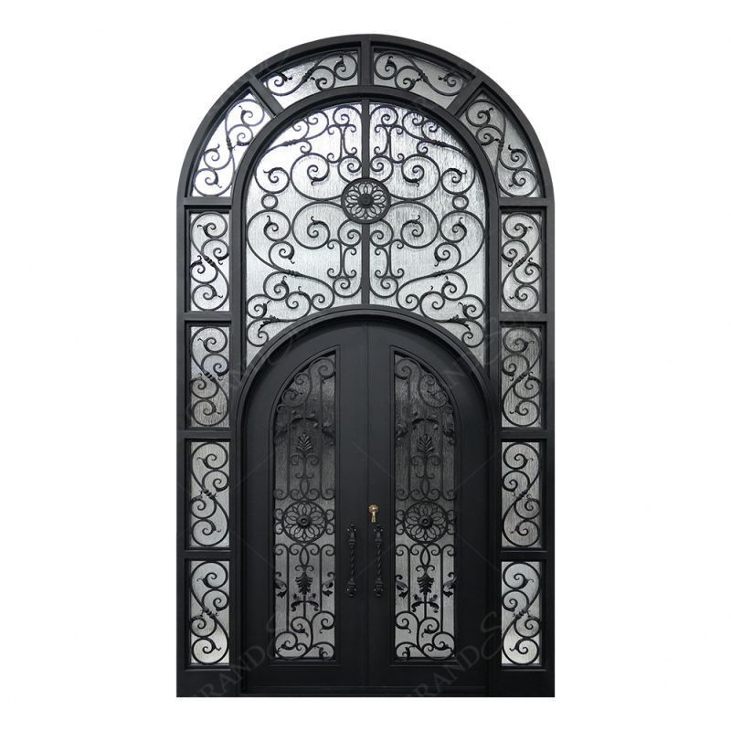 Modern Interior Main Door Iron Grill Front Design Simple External Villa Front Entry Wrought Iron Door