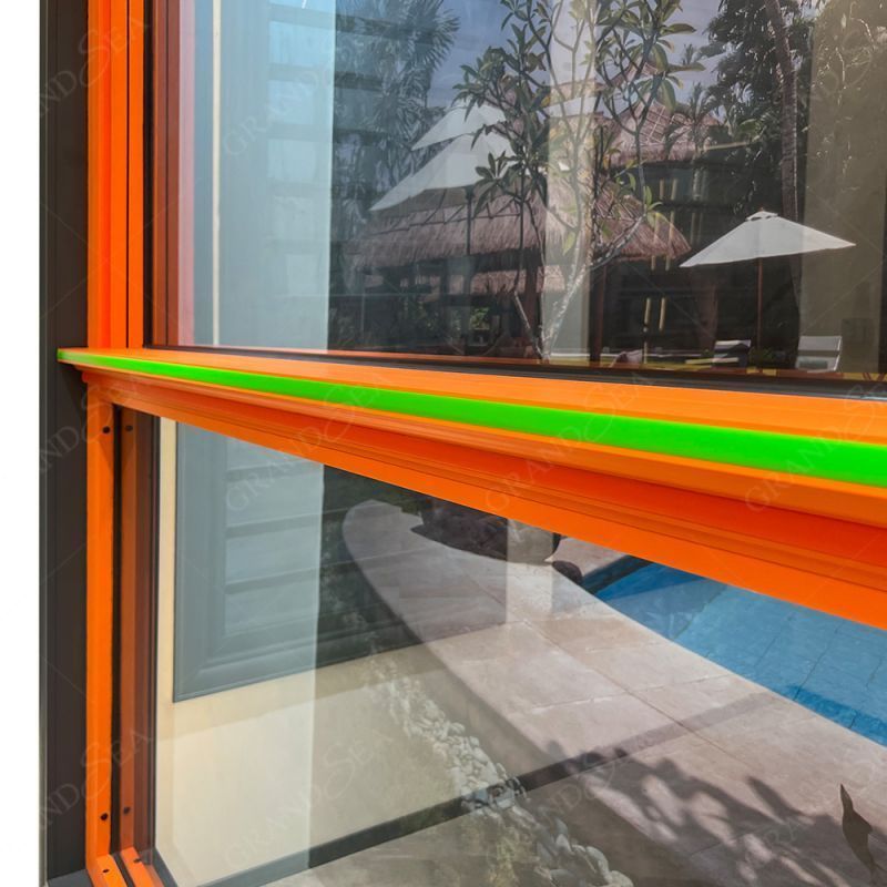 China Tempered Glass Vertical Sliding Thermal-Break Aluminum wood Color Windows Single Or Double Hung Window