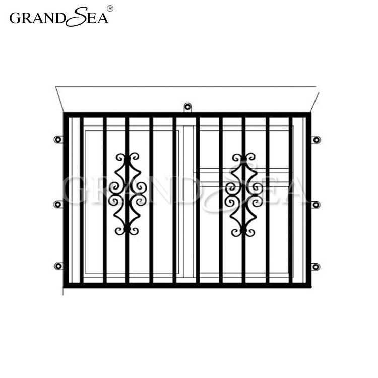 Specialty fancy decorative wrought iron window grill design for safety