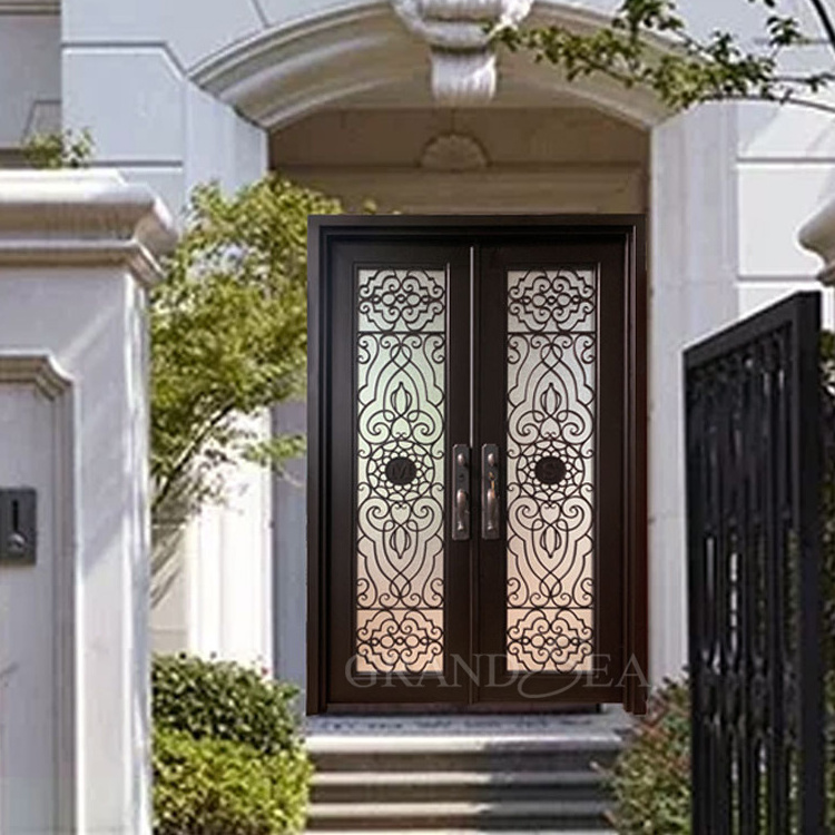 Australia standard double glazed exterior iron french doors with tempered insultating double glass