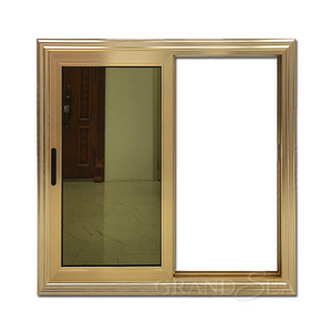 Hot sale gold color aluminum sliding tinted double glass thermally broken windows