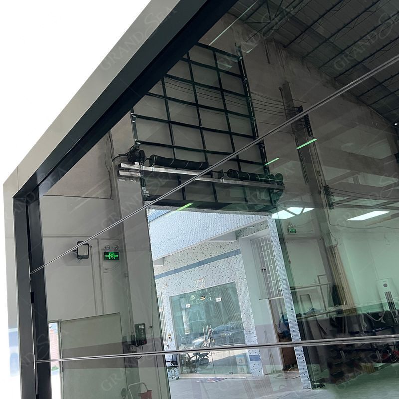 Villa Custom Contemporary Mirror Glass Aluminum Frame 8X7 9X7 16X7 Auto Smart Garage Door For Residence