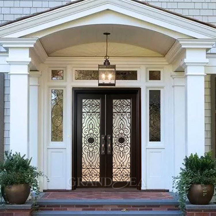 Australia standard double glazed exterior iron french doors with tempered insultating double glass