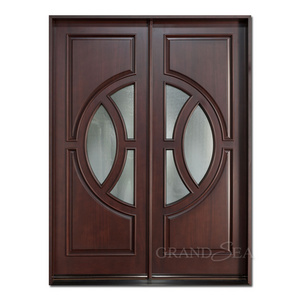 UK standard fire rated exterior solid wood double leaf door design