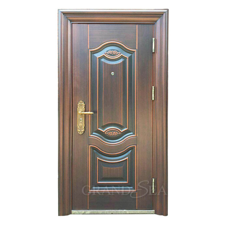 Single leaf brown used exterior steel security doors 4ft by 7ft for sale