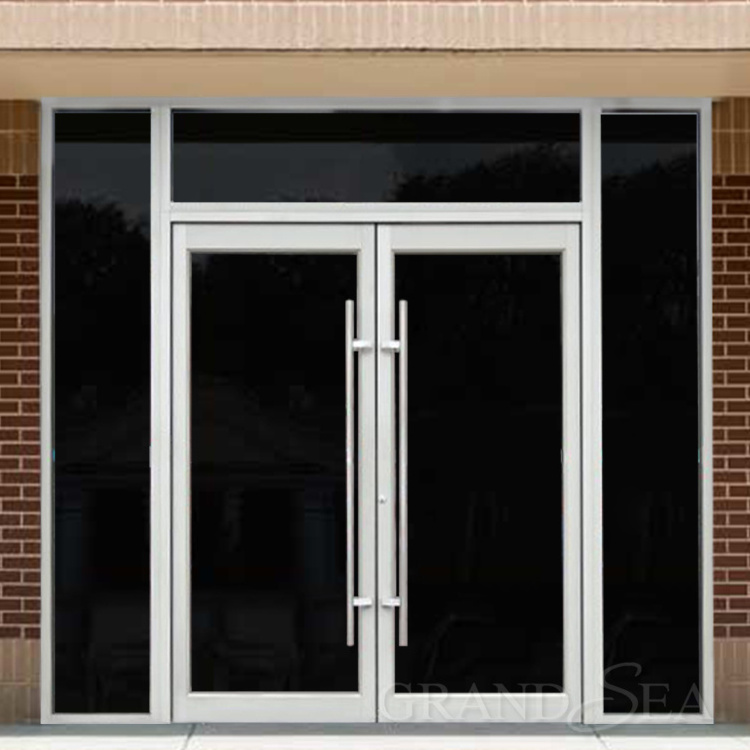 Security unbreakable solid used commercial aluminum glass swing doors