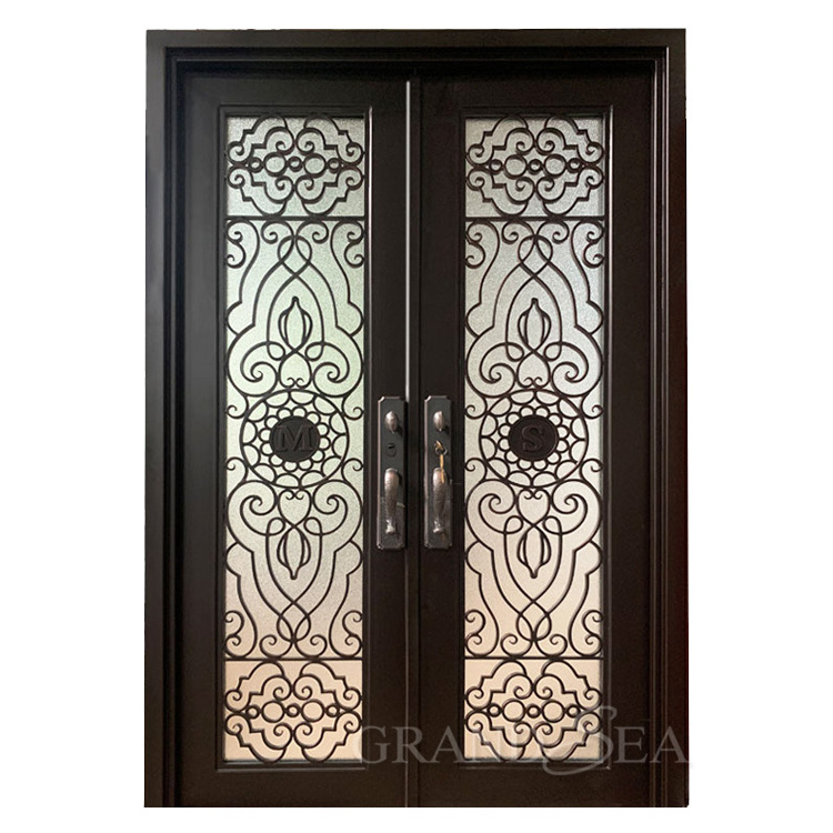 Australia standard double glazed exterior iron french doors with tempered insultating double glass