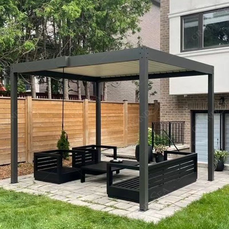 Top Grade Aluminum Alloy Bioclimatic Pergola Outdoor Remote-Control Aluminum Alloy Louvered Pergola Canopy