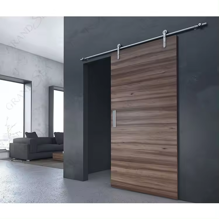 American Solid Wood Panel Barn Door Security Modern Entry Soundproof Door Interior Partition Sliding Barn Door