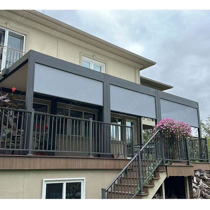 Top Grade Aluminum Alloy Bioclimatic Pergola Outdoor Remote-Control Aluminum Alloy Louvered Pergola Canopy