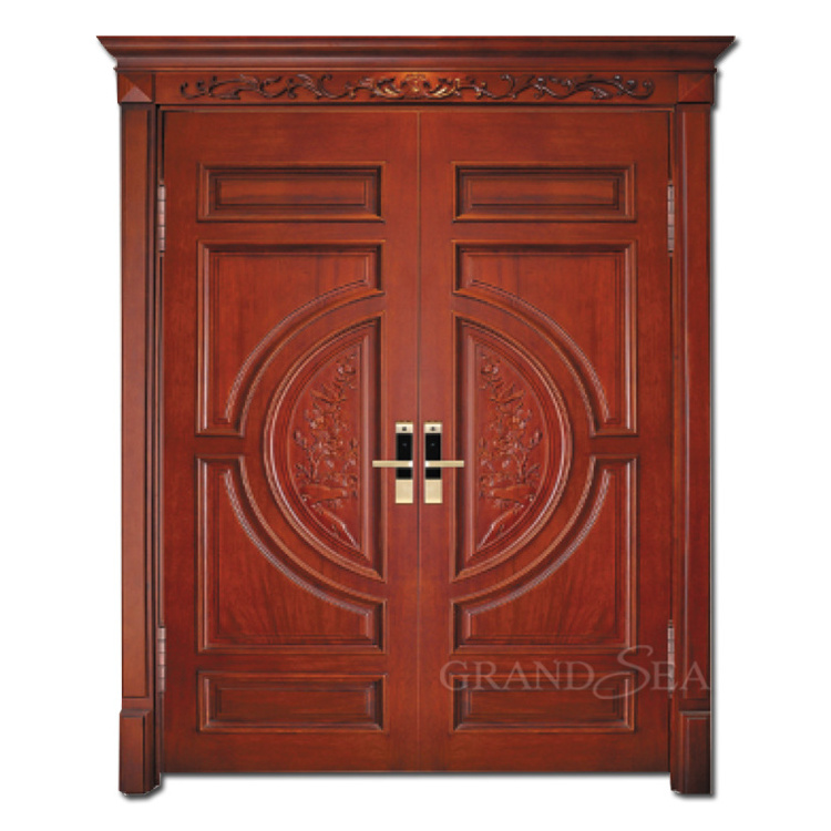 UK standard fire rated exterior solid wood double leaf door design