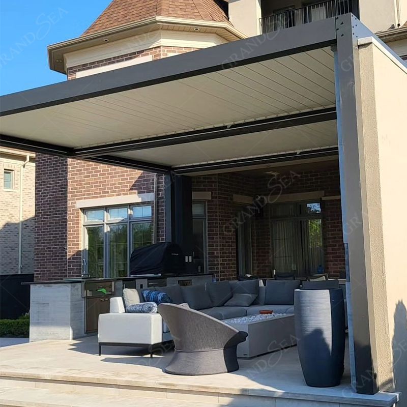 Top Grade Aluminum Alloy Bioclimatic Pergola Outdoor Remote-Control Aluminum Alloy Louvered Pergola Canopy