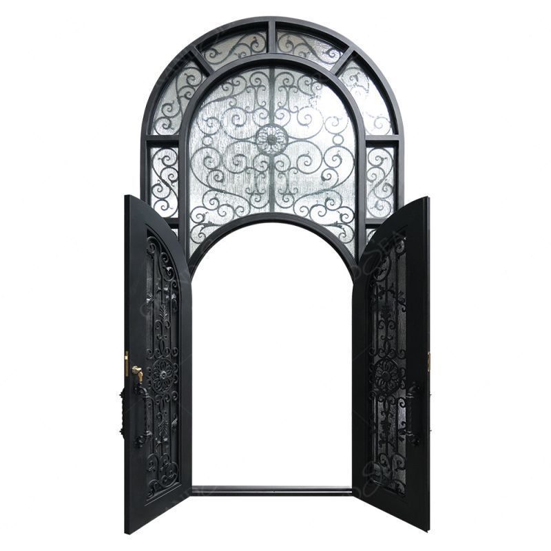 Modern Interior Main Door Iron Grill Front Design Simple External Villa Front Entry Wrought Iron Door