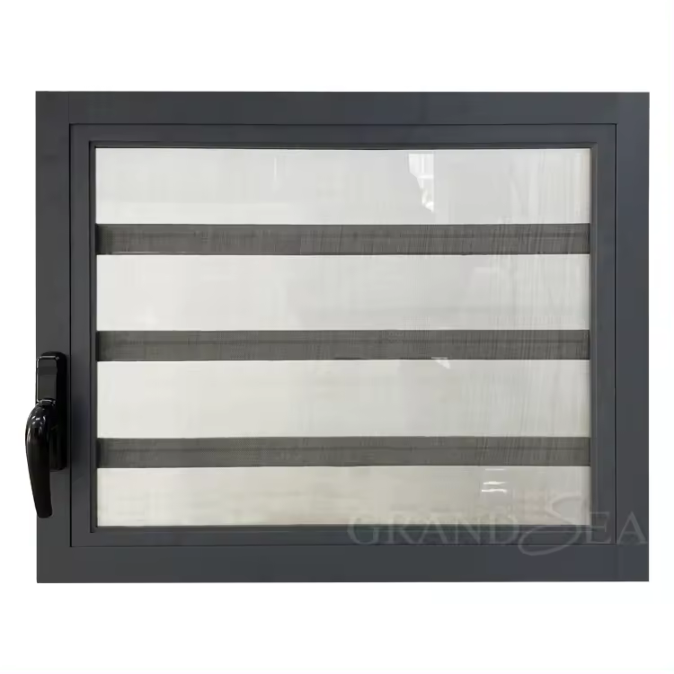 Netherlands removable mosquito net dust proof hurricane impact jalousie window single glass louver aluminium window for bedroom