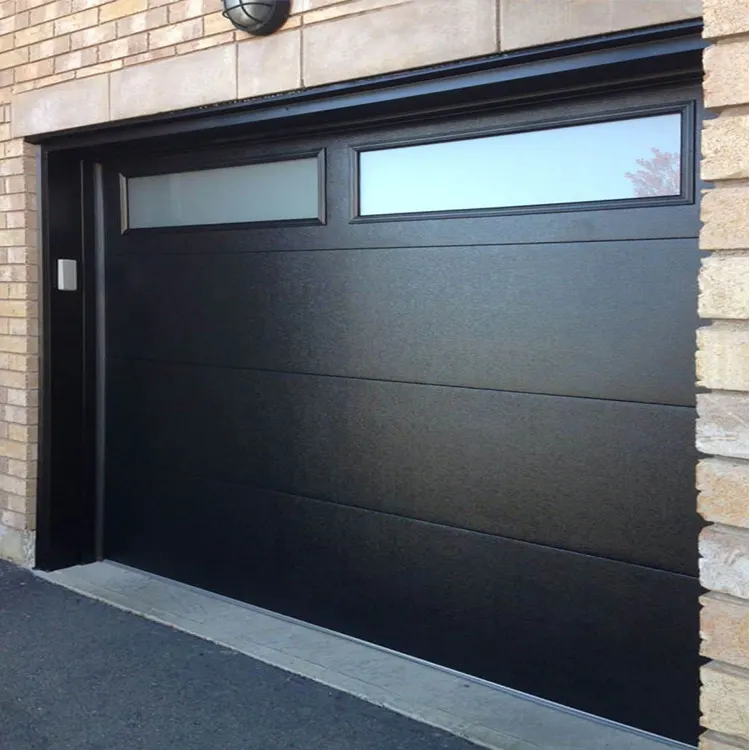 Low price modern residential automatic black aluminum benefit glass sectional garage door price