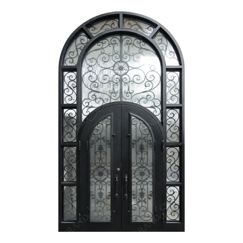 Modern Interior Main Door Iron Grill Front Design Simple External Villa Front Entry Wrought Iron Door