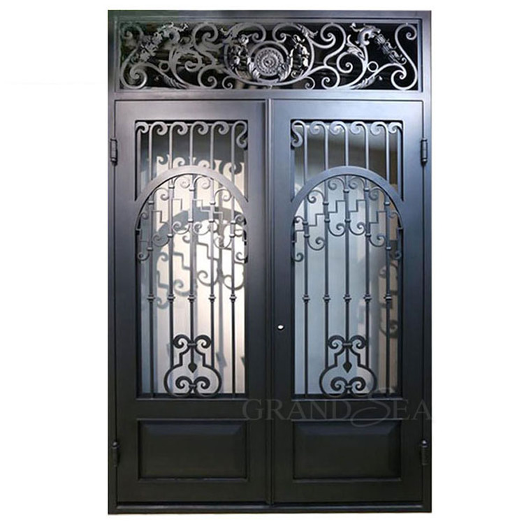 french style decorative oversize merlin rustic round top wrought iron door cheap