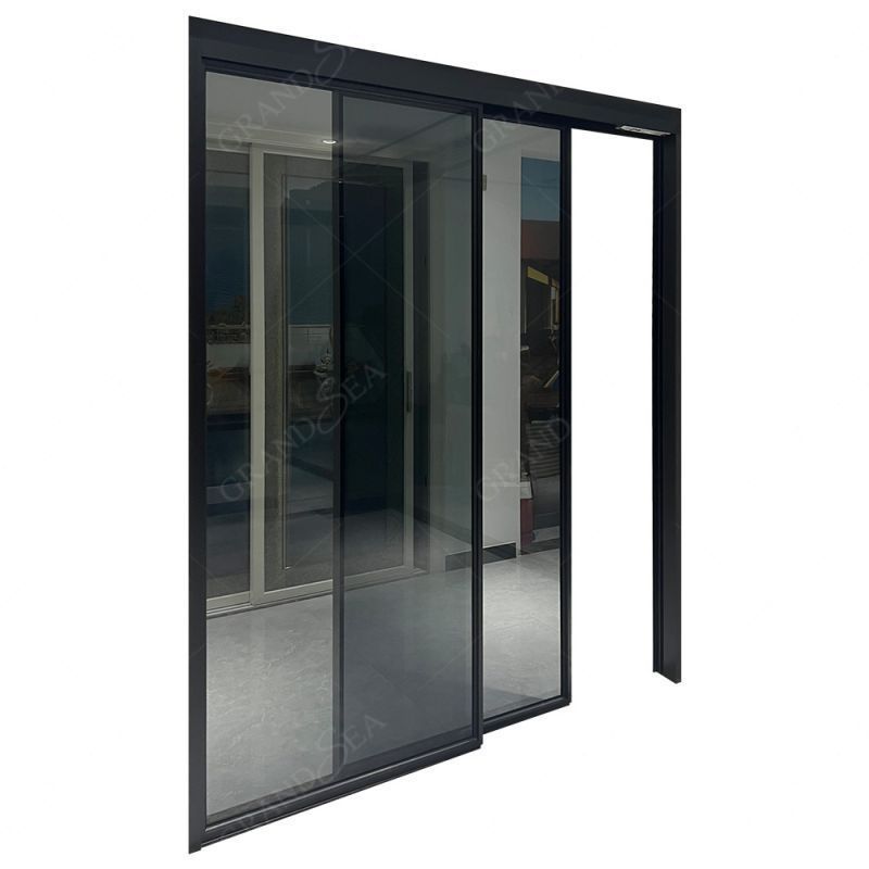 China Factory New Style Electric Aluminum Sliding Door Remotely Control Slim Frame Slide Door