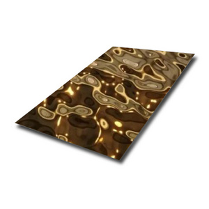 PVD Color Gold Mirror Water Ripple Stainless Steel Stamped Wave Sheet for Wall Panel Ceiling Decoration