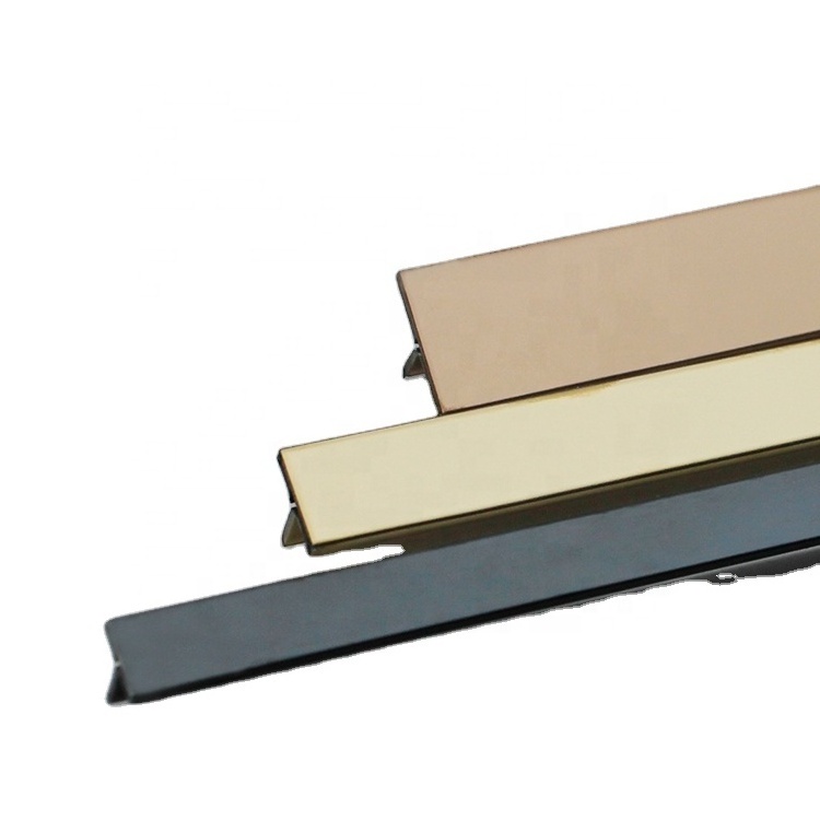 201 304 316 mirror black mirror gold mirror rose gold stainless steel T profile brushed steel edging strip