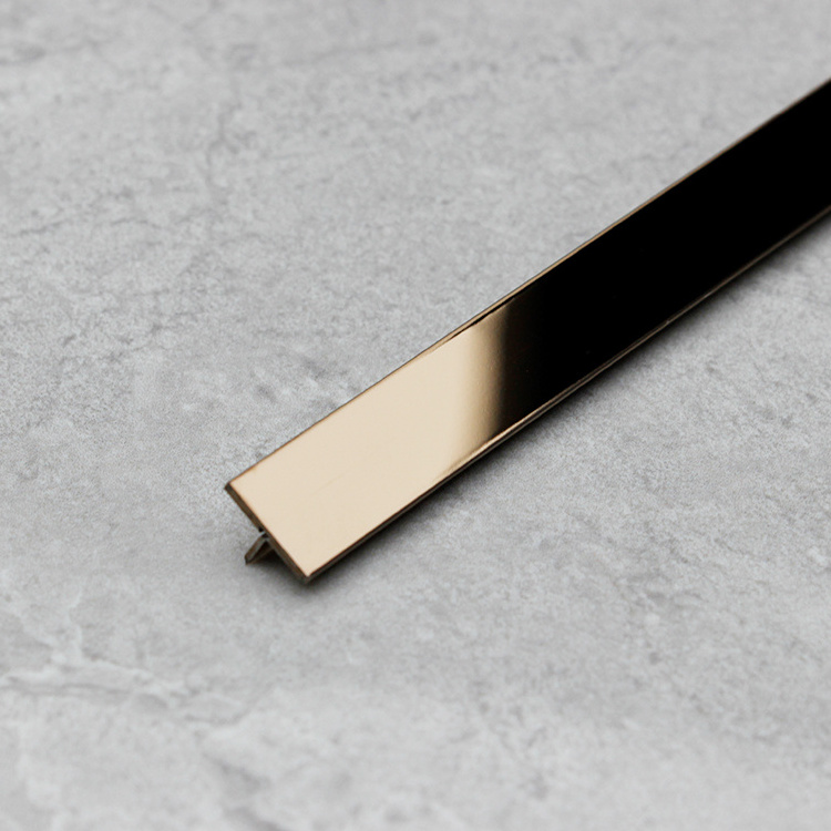 201 304 316 mirror black mirror gold mirror rose gold stainless steel T profile brushed steel edging strip